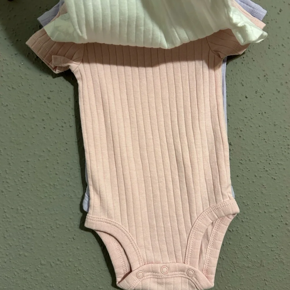 Carter's Ribbed Cotton Bodysuit Set - White, Pink, Lavender. Set of 3. NWT.